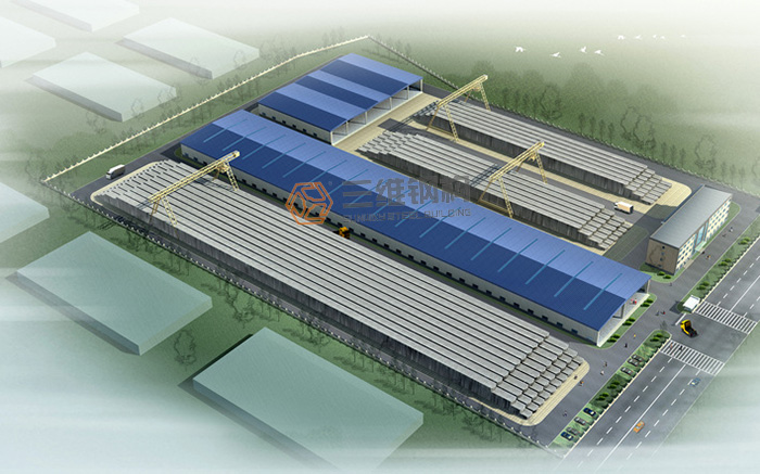山东三维钢结构公司建造的轻钢结构厂房的效果图