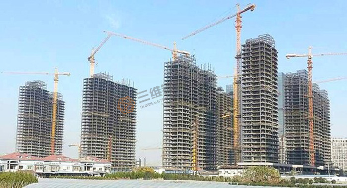 山东三维钢结构股份有限公司高层钢结构建筑工地