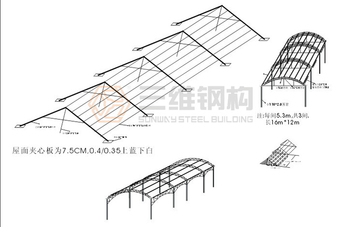 山东钢结构公司三维钢结构图纸